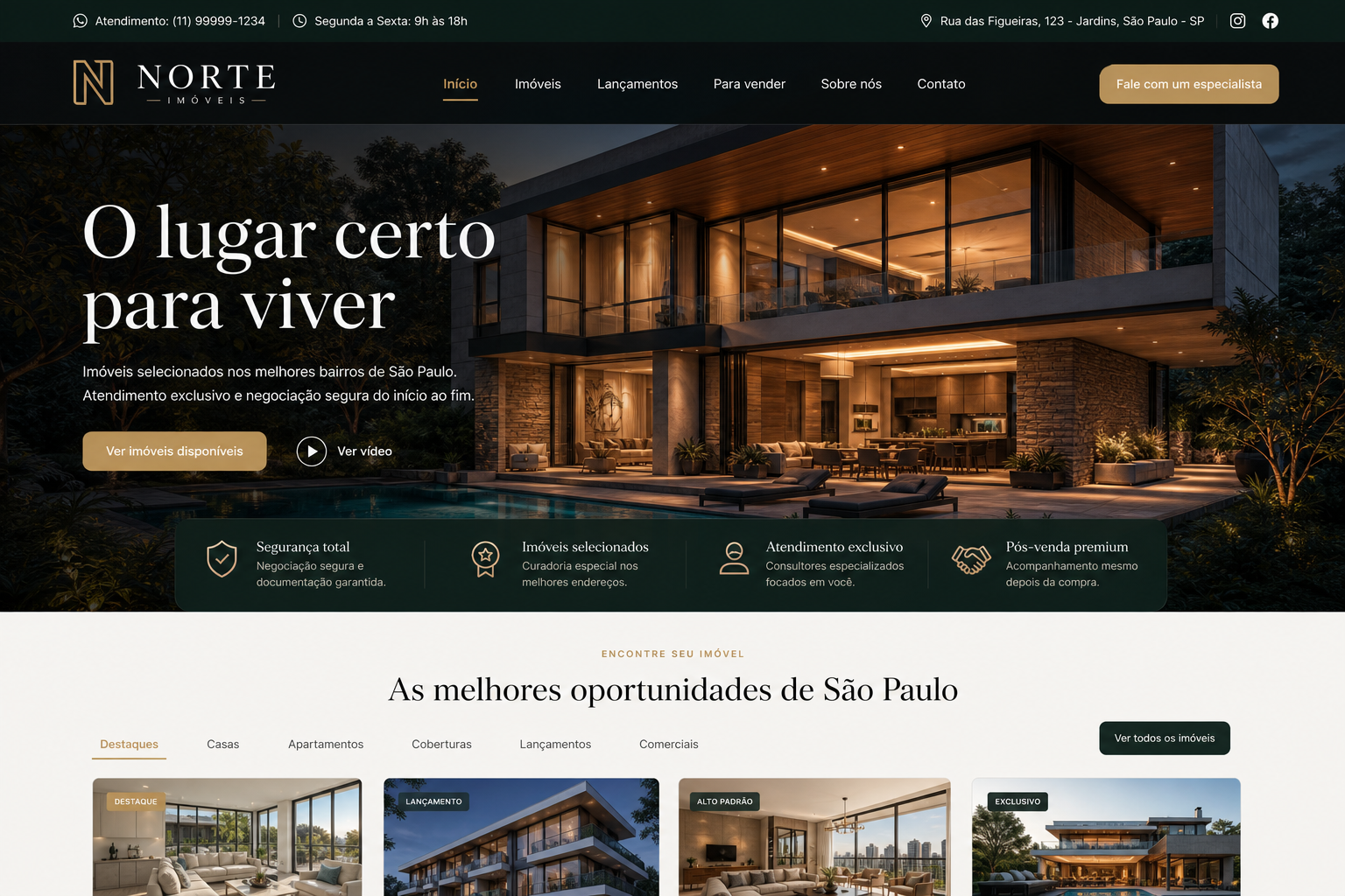 Modelo completo de site para Imobiliária