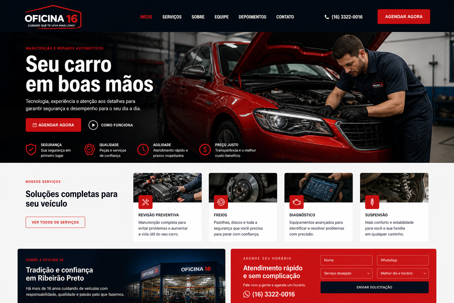 Modelo completo de site para Mecânica