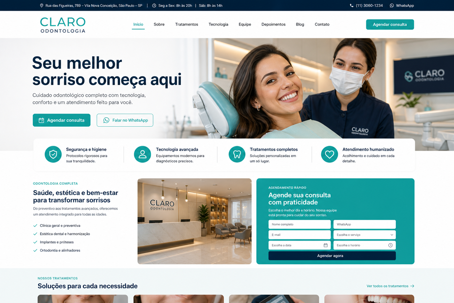 Modelo completo de site para Odontologia