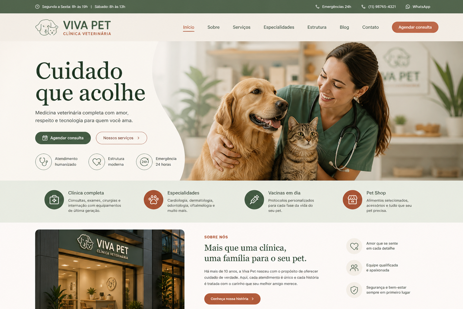 Modelo completo de site para Veterinária